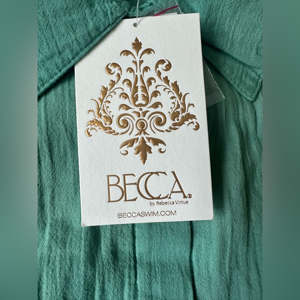 Becca by Rebecca Virtue Women's Plisse Beach Cover Up Shirt Dress - Picture 7 of 13